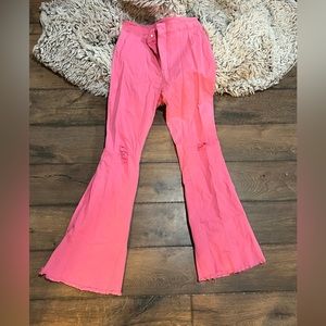 HOT PINK FLARE PANTS